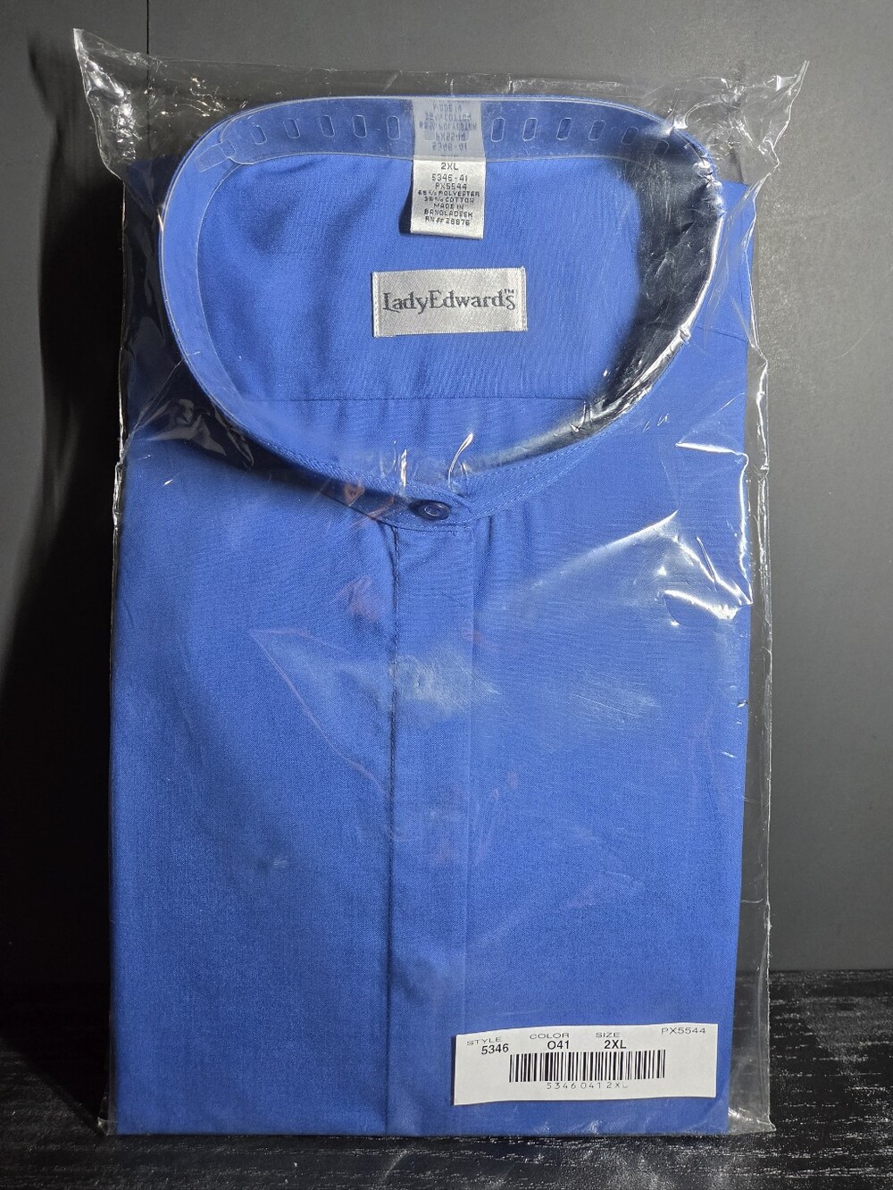 Lady Edwards Royal Blue Banded Collar Shirt NWT 2XL